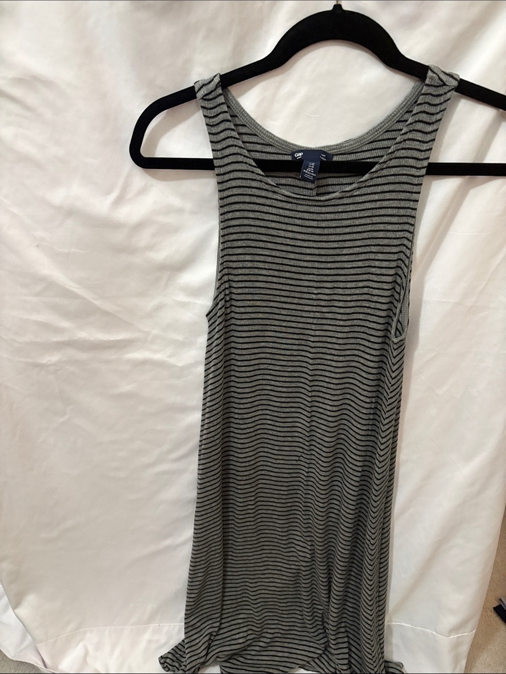 GAP Black & Gray Striped Ribbed Tank Dress